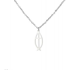 Kal-Collier Ichthus Pour Femme Collier J&eacute;sus Poisson Christ Croix Poisson Ichthys Collier Poisson Ichthus Symbole Religieux Pendentif Bijoux Chr&eacute;tien Cadeau - Neuf