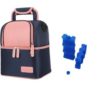 Insulated Bag For Baby Bottle Waterproof Warming Backpack For Breast Milk 2 Ice Cube Box Included,Pink,Modern - Neuf