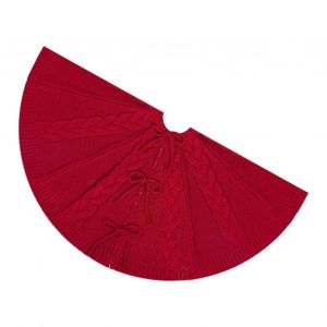 Jupe de sapin de No&euml;l rouge en maille torsad&eacute;e pour d&eacute;coration de No&euml;l et articles de d&eacute;coration. - Neuf