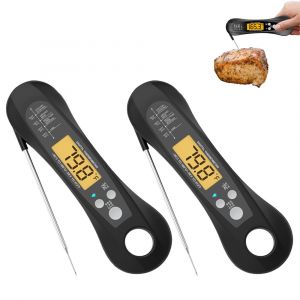 Lot De 2 Thermom&egrave;tres &Agrave; Viande Num&eacute;riques &Agrave; Lecture Instantan&eacute;e Pour La Cuisine Et Les Grillades - Neuf