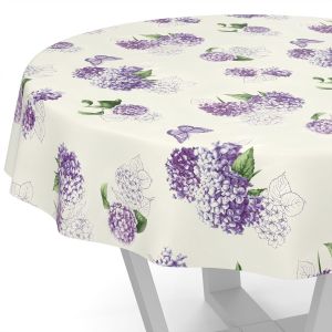 Ulteronixshop-Nappe En Toile Cir&eacute;e Lavable, Pour Table De Jardin, De Forme Ronde, Ovale, Rectangulaire, Ronde, 120 Cm, Bord Coup&eacute;, Motif Fleurs Lilas - Neuf