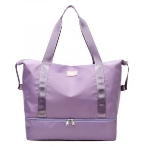 Sac de voyage pliable et léger violet avec compartiment à chaussures, grande valise cabine, sac de week-end, sac de plage, sac fourre-tout léger et étanche (sac de sport rose) - Neuf