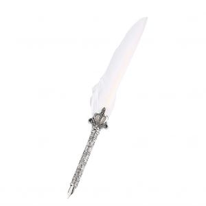 Plume d'ecriture retro europeenne en alliage avec plumes et coffret cadeau avec flacon d'encre blanc - Neuf
