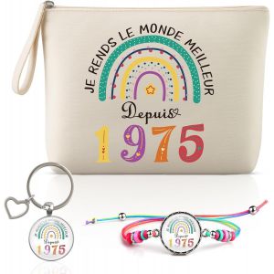 50 Ans Anniversaire Femme Cadeau Avec Trousse De Maquillage, Bracelet Et Porte-Clés, Idée Cadeau Femme 50 Ans Anniversaire Je Rends Le Monde Meilleur Depuis 1975"", Cadeau Femme Anniversaire (1975) - Neuf