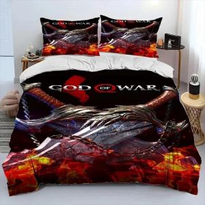 Parure De Lit Kratos Avec Housse De Couette Et Taie D'oreiller, Motif God Of War, Pour Garcon S Et Filles, Taille Double, Queen Et King Size - Neuf