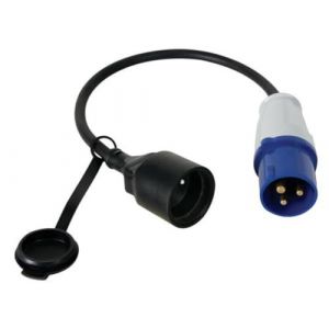 C&acirc;ble Adaptateur, H07Rn-F 3G2.5, 0.4 M, 16 A/230 V, 3680 W, Cee Vers Type E, Usage Int&eacute;rieur Et Ext&eacute;rieur, Caoutchouc, Bleu[Z5336] - Neuf