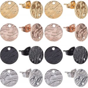 Kalanka-1 Boîte 40pcs 4 Couleurs Boucles Oreilles Rondes Et Plates 304 Clous Oreilles En Acier Inoxydable Avec Dos Avec Trous Pour La Fabrication Bijoux Collier De Boucles D'oreilles Bracelet - Neuf
