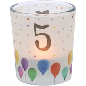 KALANKA-640325 Banderole Transparente avec 1 Bougie Chauffe-Plat H / : 6,5 x 6 cm Motif Chiffre 5 - Neuf