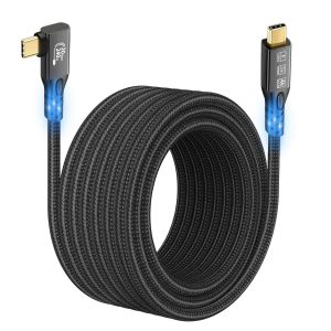 DDA-Câble USB C 3.2 Gen2x2 20Gbps, 90Degree USB C 4K@60Hz UHD Video 5A/240W PD3.1 Fast Charge Cord with E-Marker Compatible with Thunderbolt 3/4 (90D 20G 240W 3M) - Neuf