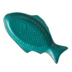 1 Pièce De Vaisselle En Céramique Créative, Assiette En Forme De Poisson, Plat De Rangement Pour Poisson, Pour Restaurant, Dîner À La Maison (28 Cm, Vert Foncé) - Neuf