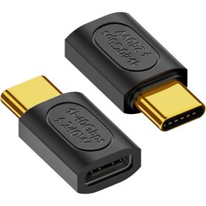 KALANKA-Adaptateur USB C 40 Gbps (Lot de 2), Adaptateur USB C Mâle vers Femelle Adaptateur USB 4.0 Type C Connecteur de Transfert de Données Compatible pour Samsung, MacBook et Plus - Neuf