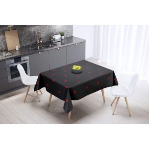 Sjzg-, Anti-Moisissure, S&eacute;chage Rapide, R&eacute;sistant Aux Taches, Lavable En Machine, 100% Polyester Nappe De Table, Rouge Noir, 140 X 140 Cm - Con&ccedil;u Et Fabriqu&eacute; En Turquie - Neuf