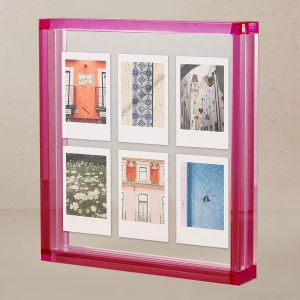 CMWX-Cadre Photo Instax Mini & Polaroid - Cadre Acrylique Rose 10x15 cm (4x6) Recto Verso, Tout en Acrylique, Effet Flottant, Cadre de Table pour Decoration Maison & Bureau - Neuf