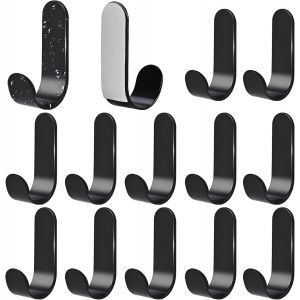 10 Pièces Crochet Adhesif Mural, Accroche Torchon Cuisine, Porte Serviette Salle de Bain, Crochet Adhesif Sans Trace, Fixation Murale Sans Percer, Attache Murale, Crochets Adhesifs, Noir - Neuf