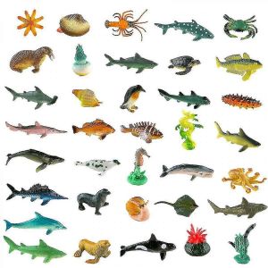 Jouets animaux marins 36 pi&egrave;ces Figurines de requin pour enfants Jouets de bain pour tout-petits Cr&eacute;atures marines en plastique Ensemble pr&eacute;scolaire - Neuf
