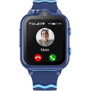 Montre Connect&eacute;e Enfant GPS Montre Intelligente Gar&ccedil;on Fille 4G WiFi Appel Vid&eacute;o Cam&eacute;ra SOS Message R&eacute;veil Chronom&egrave;tre Mode Classe Notification de Vibration (Bleu) - Neuf