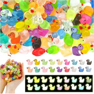 ChenQuanSarl-120 Pièces Mini Canards Lumineux En Résine, 18 Couleurs Mini Canard En Plastique Canards En Résine Pour Aquarium Jardin Pay Maison De Poupée Décoration De Pay Décoration En Pot - Neuf