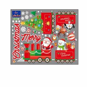 Autocollants muraux P&egrave;re No&euml;l pour fen&ecirc;tre - 4 pi&egrave;ces, 45 x 60 cm, PVC, amovibles, application facile pour la d&eacute;coration int&eacute;rieure - Neuf