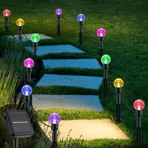 Kaltd-Lot De 12 Lampes Solaires Led Pour Ext&eacute;rieur-8 Modes-&Eacute;tanche Ip44-Pour Jardin-D&eacute;coratif (Multicolore) - Neuf