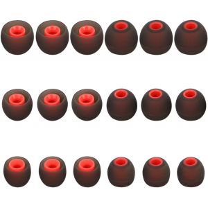 LORANKA-Lot de 9 paires d'embouts de rechange en silicone pour &eacute;couteurs intra-auriculaires de 3,8 mm &agrave; 5,1 mm, S/M/L, noir/rouge - Neuf