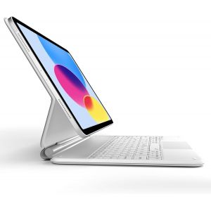 Clavier Pour Ipad (A16) 11Ème Génération 11"" 2025/10Ème Génération 10.9¿ 2022, Avec Pavé Tactile Magnétique Rétroéclairé Rechargeable Clavier Sans Fil Français Azerty - Blanc - Neuf