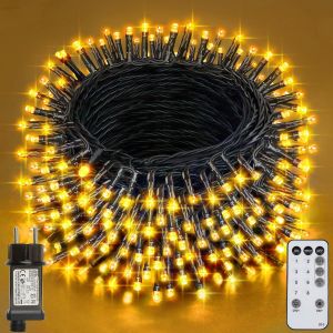 KAL-Guirlande Lumineuse De Noël, 38.2M 320 Led Lumières De Noël Intérieur Et Extérieure, 8 Modes Et Fonction Mémoire Guirlande Lumineuse Sapin Pour Balcon, Jardin, Maison Décoration - Blanc Chaud - Neuf