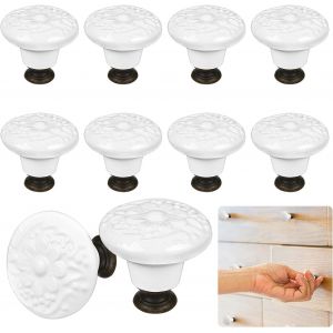 Lot de 12 boutons de porte de placard en céramique, boutons de tiroir en céramique blanche avec vis de 2,5 cm pour porte de placard, porte de tiroir - Neuf