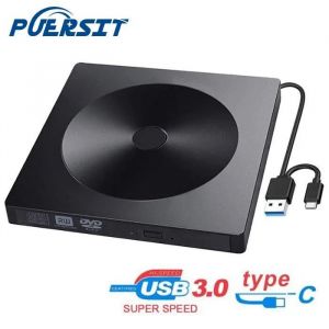 PUERSIT Lecteur Graveur DVD CD Externe USB 3.0 type-C Ultra Slim Portable- Graveur Lecteur Externe Drive DVD ROM CD USB CD Player - Neuf