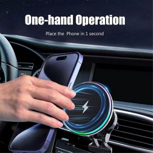 Support De Voiture De Chargeur Sans Fil Pour,Chargeur De Voiture 15w Pour Grille D'a&eacute;ration,Chargeur De Support De T&eacute;l&eacute;phone De Voiture Avec Lig Led - Neuf