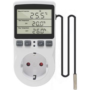 JGD-Prise Thermostat Regulateur de Temperature Numerique 220V Chauffage Refroidissement avec Sonde, LCD Prise Contrôleur de Température pour Frigo Incubateur Serre Ventilateur - Neuf