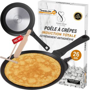 Po&ecirc;le &Agrave; Cr&ecirc;pes 26Cm Professionnel Adapt&eacute;e &Agrave; Induction Gas | Super Antiadh&eacute;sive Allemand R&eacute;sistante &Agrave; La Corrosion Anti-Rayures En Aluminium Et Acier Po&ecirc;le &Agrave; Frire Cr&ecirc;pi&egrave;re Saine Sans Pfoa - Neuf