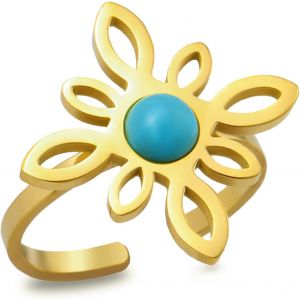 Kal-Bague Noeud De Sorci&egrave;re Avec Turquoise En Acier Inoxydable Nudo De Bruja Magic Knot Bague R&eacute;glable Pour Femme Symbole Wiccan - Neuf