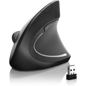 CSL - Souris sans Fil Optique Verticale, Bluetooth + 2,4 Ghz Wireless Mouse, 2400 dpi, 5 Boutons, Ergonomique reposante pour Le Bras, Soulagement du Tennis Elbow, &eacute;picondylite, Plug and Play - Neuf