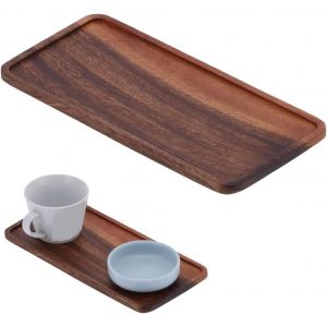 Checarzhn--No1-Plateau De Service À Thé En Bois, 9,8 X 4,7 X 0,5 Pouces, Plateau De Service En Noyer, Organisateur De Comptoir, Plateaux Décoratifs, À Charcuterie Plateau Café Et Thé Pour Maison L'hô - Neuf