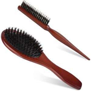 Kalanka-2 Brosse En Poil De Sanglier, Brosse A Cheveux Poils De Sanglier, Brosse De Salon De Poils De Sanglier, Brosses À Cheveux Brosse Sanglier Cheveux Pour Cheveux Et Barbe Cheveux Longs Bouclés - Neuf