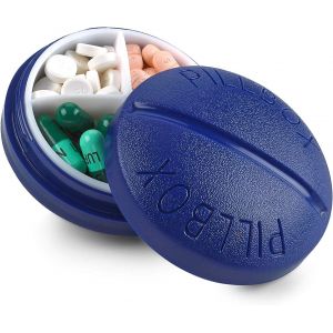 Tour De Voyage Pilule Fort - Mini-Portable Compact 4 Compartiment De La Boîte De Médicaments Pour Des Pilules Et Des Vitamines, Libre De Bpa Par Medca - Neuf
