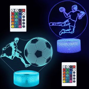 Cheng-Veilleuse Football Avec 2 Motifs, Football Lampe 3d Veilleuse &Agrave; Led, Football Veilleuse Enfant 16 Couleurs Avec T&eacute;l&eacute;commande Lampe De Nuit Pour Gar&ccedil;ons Filles Ados Hommes - Neuf