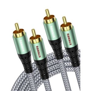 RCA Stereo Cable,2RCA Male to Male Subwoofer Audio RCA Cable Compatible with HDTV,Speakers,Game Consoles,Home Cinema and 5M Hi-Fi Systems - Neuf