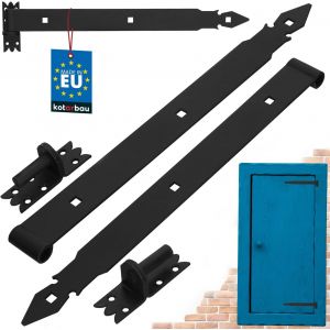 Mevronisshop-Lot De 2 Charni&egrave;res De Portail Avec Gonds - En Acier Inoxydable - 500 Mm - Neuf