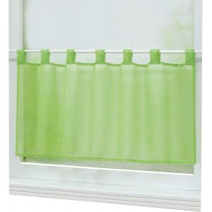 Rideau Brise-Bise Uni À Passant Sans Perçage Passe Tringle En Polyester Transparent Court Voilage Décor Pour Chambre Cuisine 1 Pièce Vert Hxl 45x120cm - Neuf