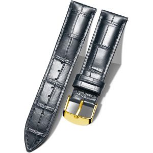 Bracelet De Montre En Cuir Crocodile V&eacute;ritable Remplacement Montre Bracelet &Agrave; D&eacute;gagement Rapide Etanche 10 Couleurs 13 Tailles Pour Hommes Femmes Boucle Au Choix Dor&eacute;/Rose-Or/Argent(10-24mm) - Neuf