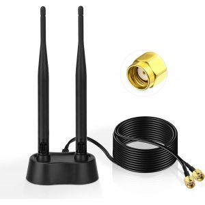 WiFi Antenna 2.4GHz/5.8GHz WiFi Signal Amplifier Dual Band Magnetic Base with RP-SMA Extension Cable for WiFi Router,PCI,PCI-E Board,PC,Motherboard,Bluetooth - Neuf