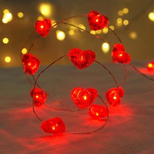 TRAHOO-Guirlande Lumineuse LED en Forme de C?ur, 3 M&egrave;tres LED Guirlande Coeur Rouge avec 30 Ampoule, Guirlande Lumineuse Int&eacute;rieur Ext&eacute;rieur D&eacute;coration Saint Valentin pour Saint Valentin Anniversaire - Neuf