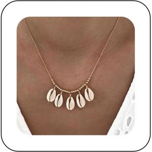 Collier Pendentif Coquillage Boho Collier Coquillage Vintage Collier Pendentif Pompon Cauris Dor&eacute; Collier Pendentif Coquillage R&eacute;glable Collier Cha&icirc;ne Perl&eacute;e Bijoux Pour Femmes - Neuf