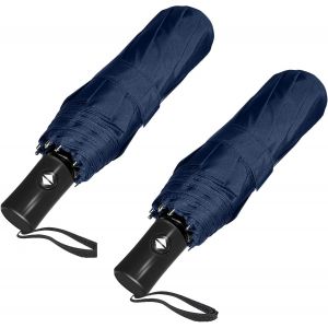 Parapluie De Voyage Compact Coupe-Vent - Parapluie Automatique Pour La Pluie - Petit Parapluie Portable Coupe-Vent Pour Homme, Femme, Adolescent (Pois Blancs) - Neuf