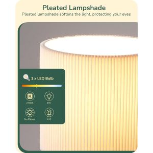 Lampe De Chevet Avec Ampoule Led E14, 2700k Lumi&egrave;re Chaude, Abat-Jour Ivoire Pliss&eacute;, Base M&eacute;tallique Dor&eacute;e En Forme De Diamant, Design &Eacute;l&eacute;gant Et Moderne Pour Chambre, Salon, H&ocirc;tel - Neuf
