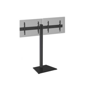 Support TV sur pied - 2 &eacute;crans 50'' - 55'' Hauteur 175cm &agrave; poser noir - Neuf