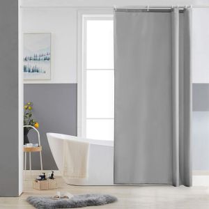 Rideau de douche (80 x 180 cm), anti-moisissure, gris, petit, tissu polyester, imperméable, lavable en machine - Neuf