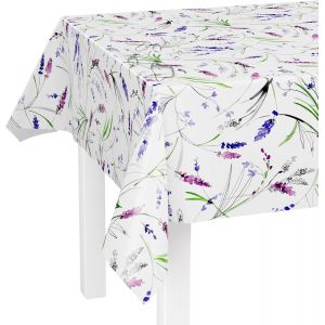 Sjzg-Nappe Lavable Au M&egrave;tre - 180 X 140 Cm (Bord Coup&eacute;) - Motif Lavande - Imperm&eacute;able - Id&eacute;ale Comme Nappe Ou Chemin De Table Pour Bancs De Bi&egrave;re - Neuf