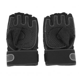 Gants De Cyclisme Respirants En Microfibre, Demi-Doigts, Bandage Allonge (Noir, Taille L) - Neuf